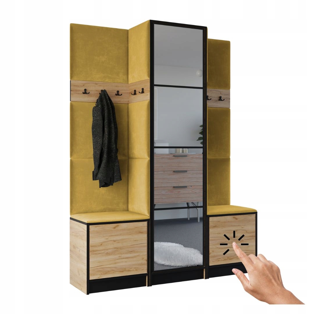 Šatní skříň Costa 16 dub craft zlatý žlutá tkanina Vzor 1