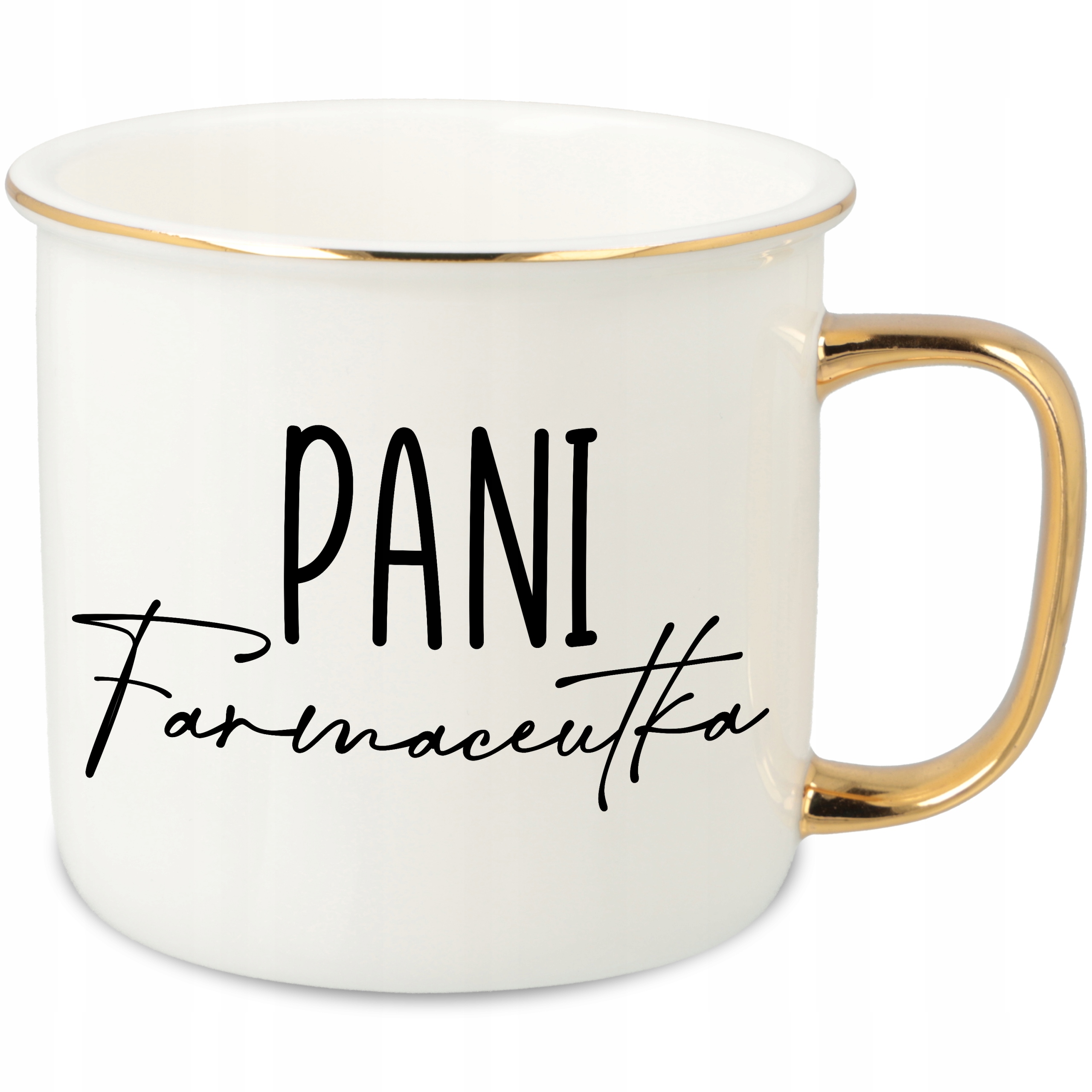 Hrnek Ucho Forma Zlatý Porcelánový Retro 280ML Dárek Pro Farmaceutka Vzory