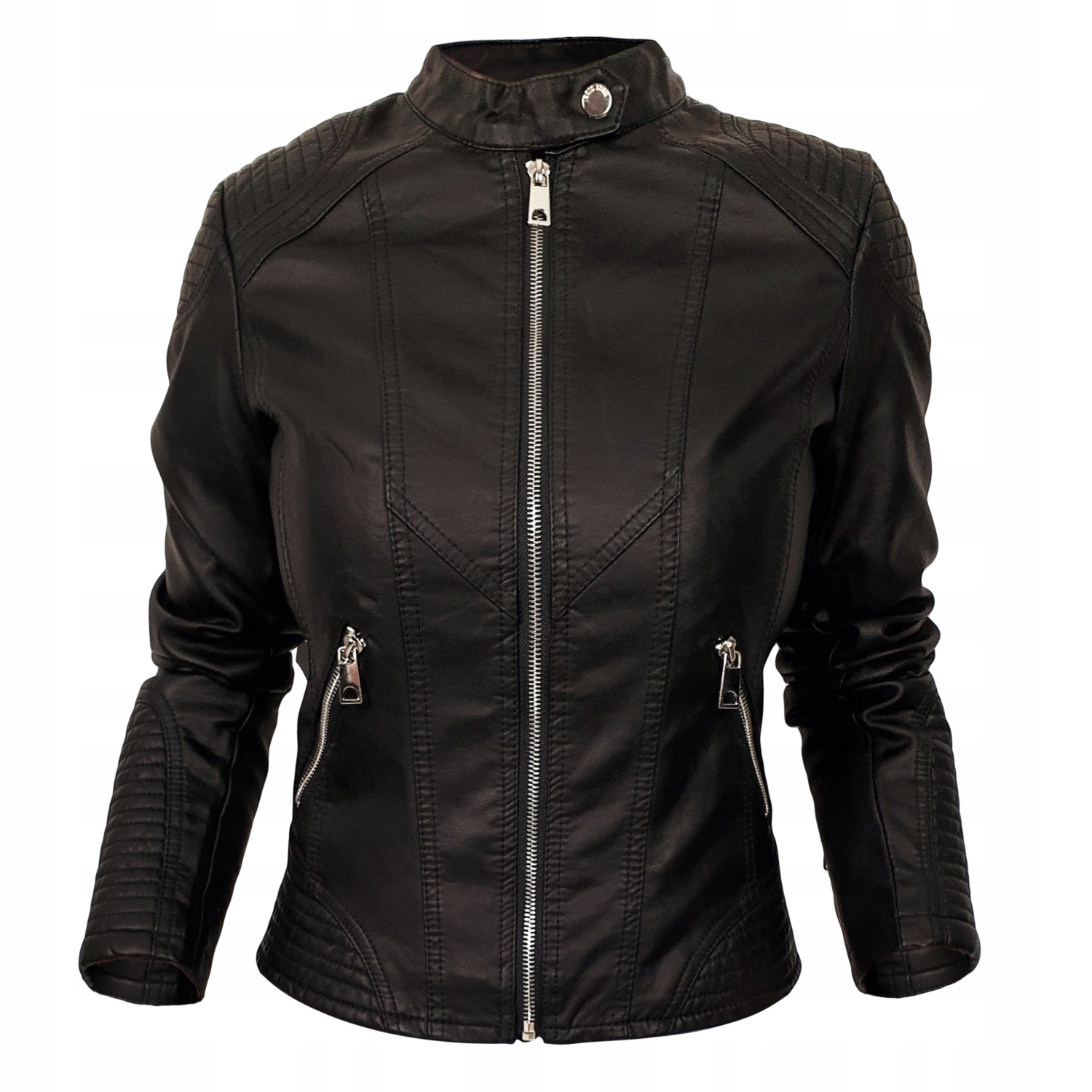 

#kurtka Damska Skórzana Ramoneska Stójka Black 8