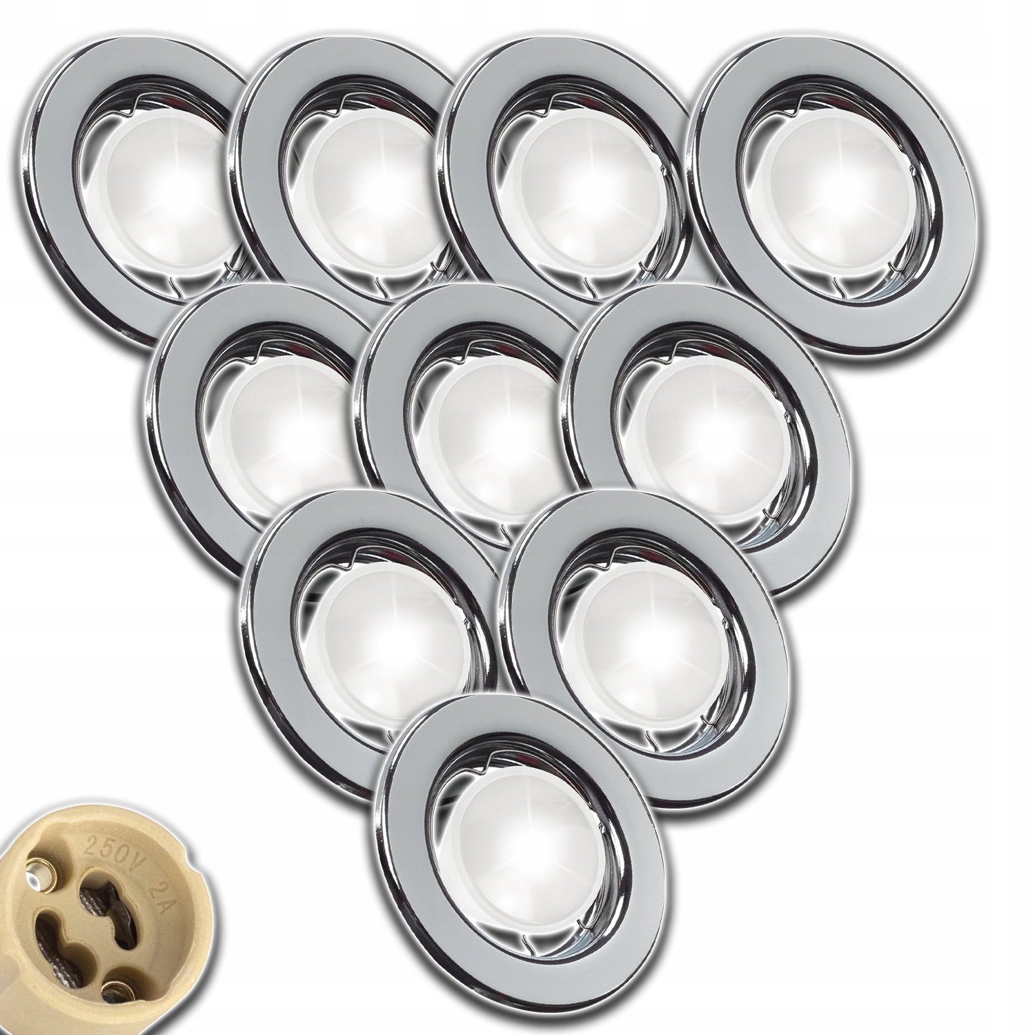 10x Stropní Svítidlo Lampička Na Žárovku GU10 Zásuvka Konektor Žárovky Kulatá