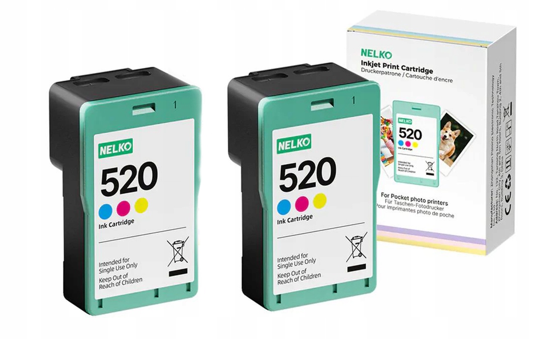 2x Wkład Tusz Kartridż Kolor Wydruk 200 zdjęć do Drukarki Nelko PP03 PP01