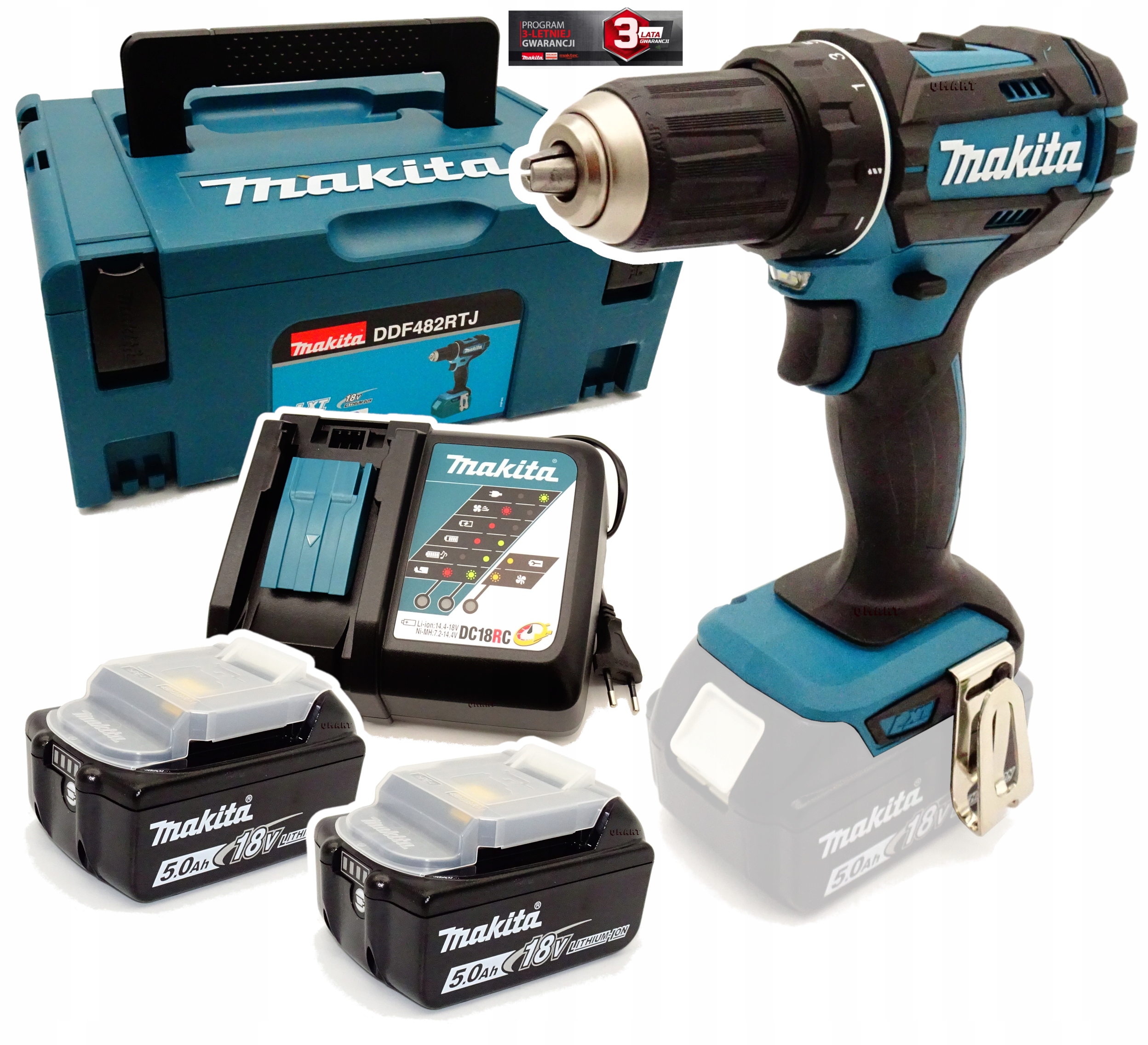

Makita DDF482RTJ 18V Wiertarko Wkrętarka 62NM