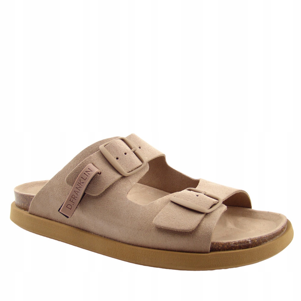 Pánské pantofle kožené zdravotní pantofle D.Franklin DFSH407001 béžové vel.43