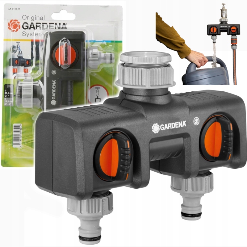 Rozdzielacz Gardena Podwójny 2 Urządzenia Do Jednego Kranu Regulacja 819320