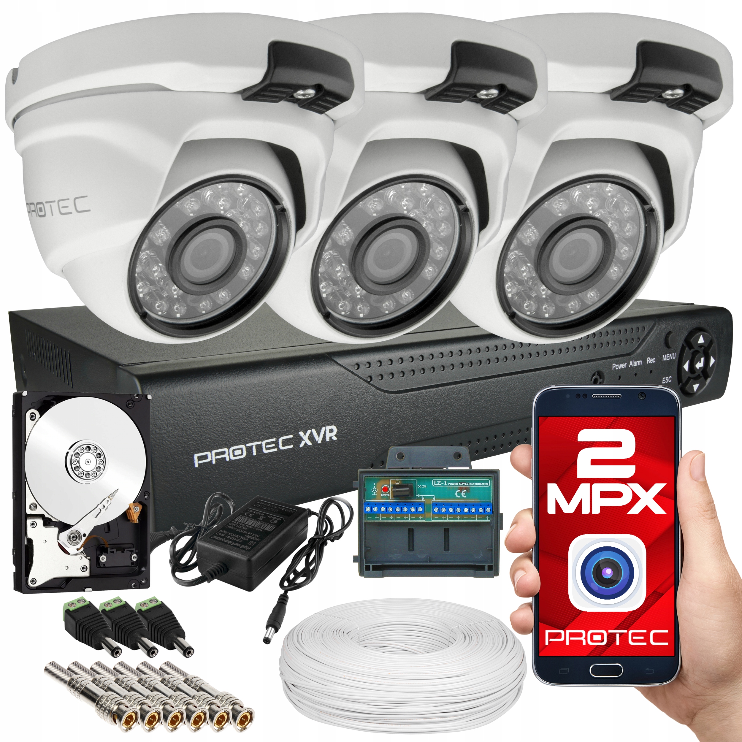 ZESTAW DO MONITORINGU 3 KAMERY MOCNY OBRAZ W NOCY