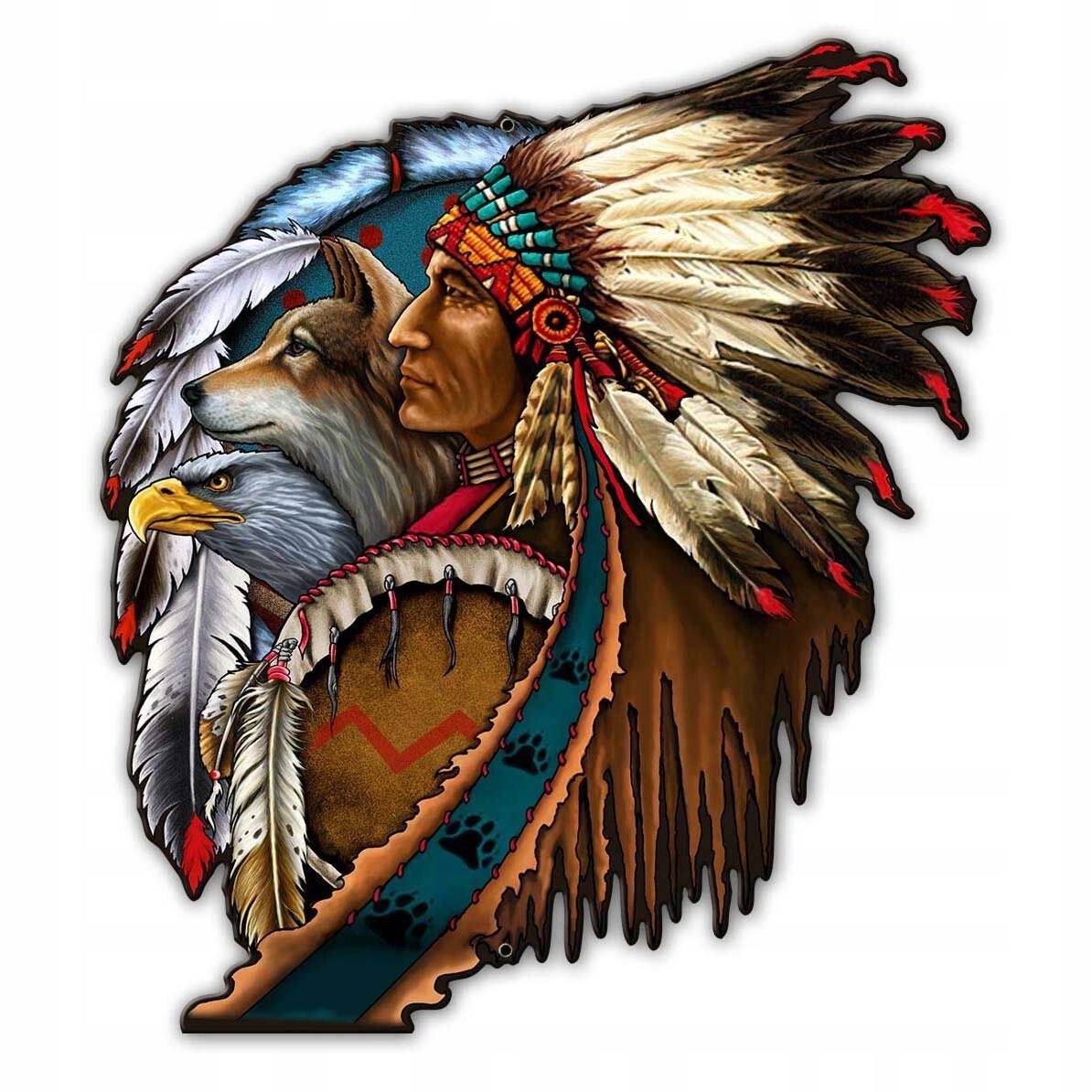 Вывеска 38x35, Индийский щит, США хит подарок