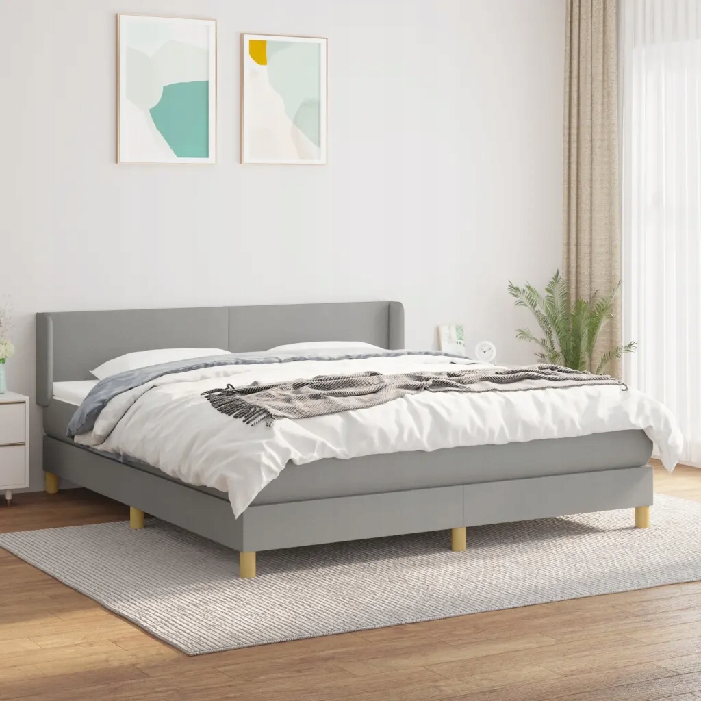 Box spring postel s matrací světle šedá 180 x 200 cm textil Šedá 3130129