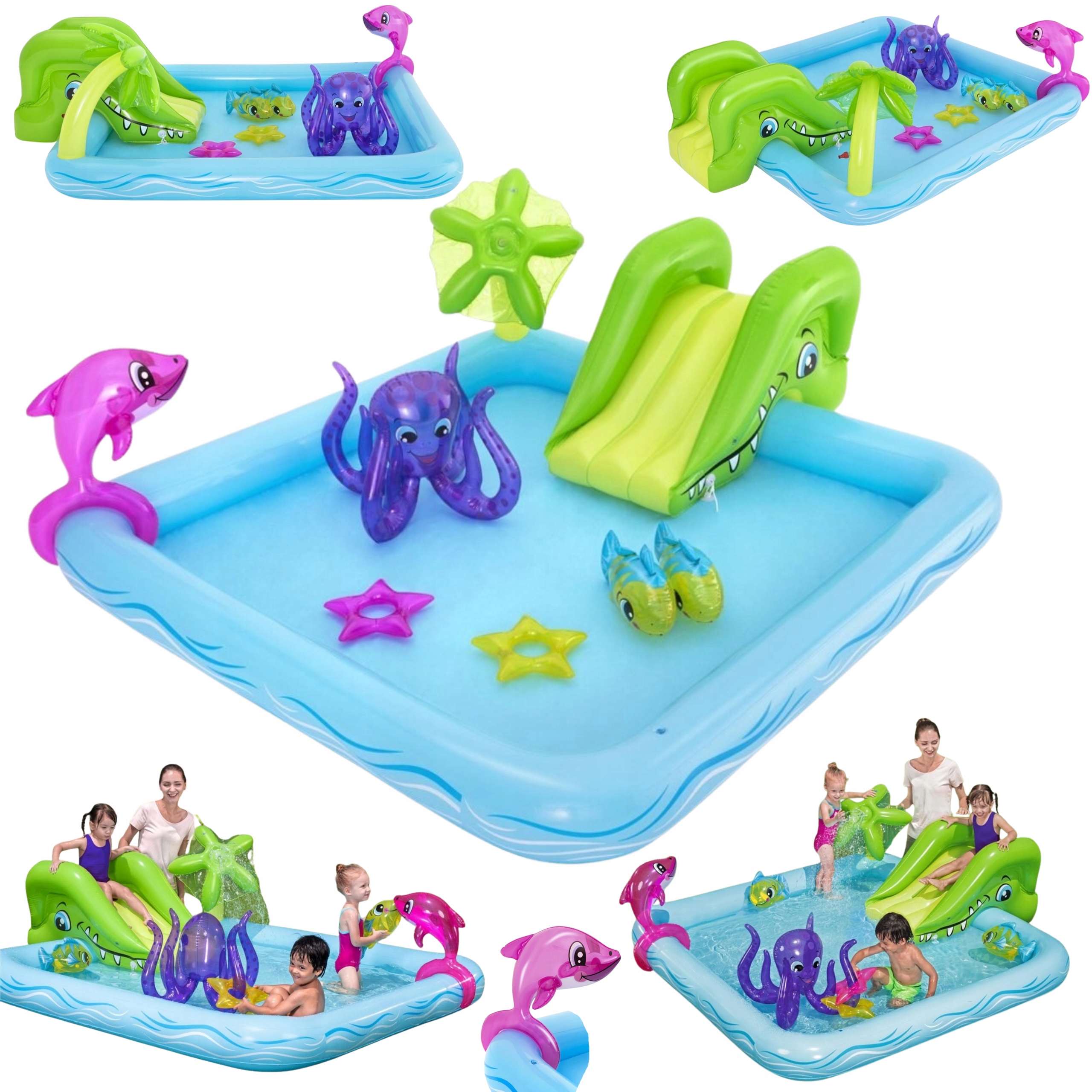 Basen Wodny Plac Zabaw Dla Dzieci Dmuchany Zjeżdżalnia Fontanna Brodzik