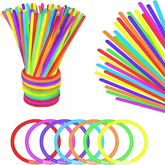 ŚWIECĄCE PATYCZKI OPASKI BRANSOLETKI FLUORESCENCYJNE ŚWIECĄCE W CIEMNOŚCI