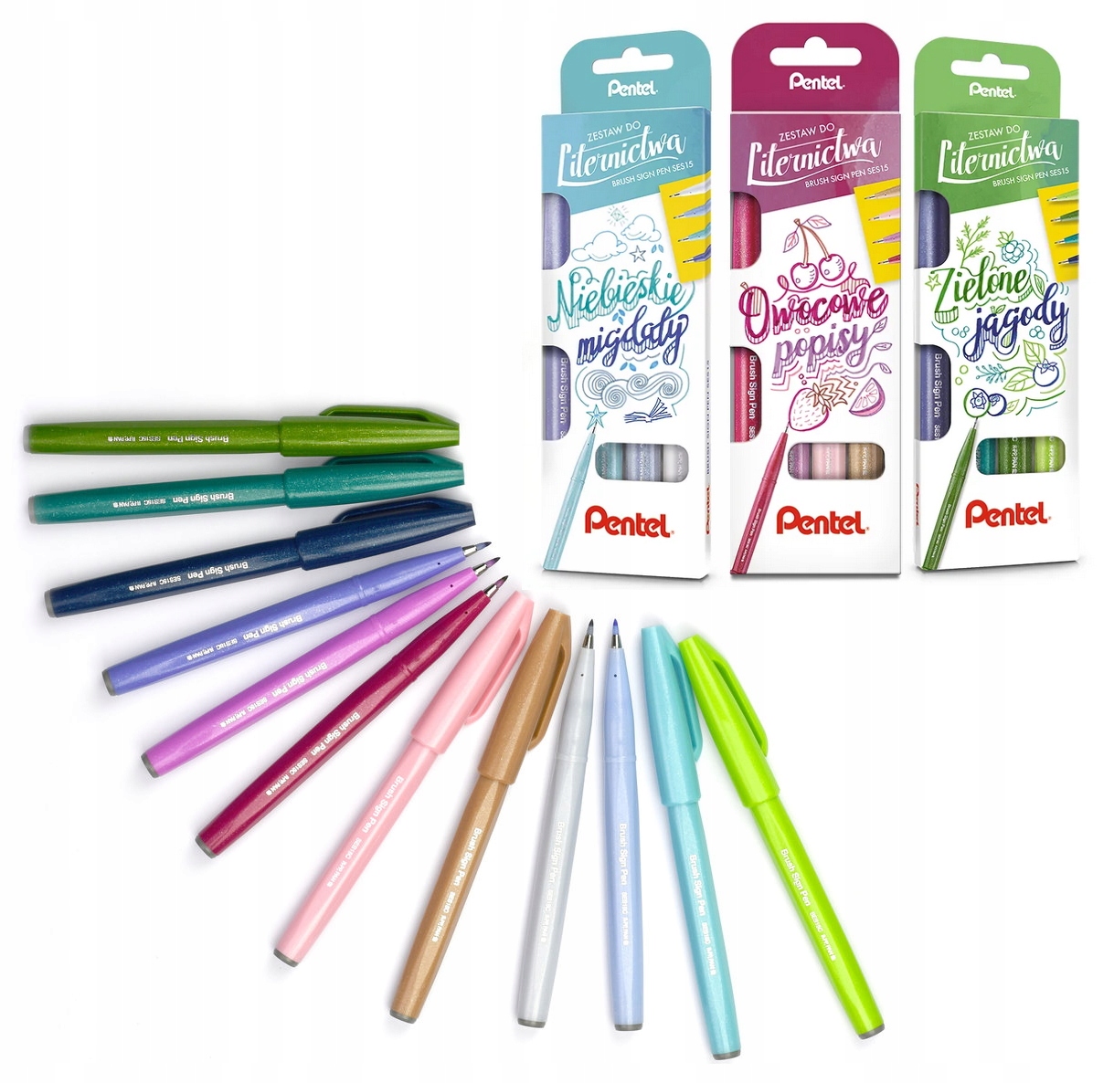 

Pisaki pędzelkowe Pentel Sign Pen Brush 12k pastel