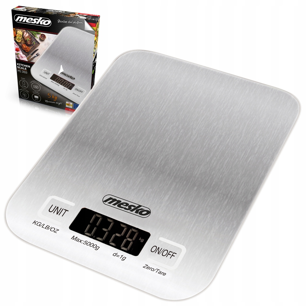 

Waga Kuchenna Inox Tara 5KG Stal Nierdzewna Mesko
