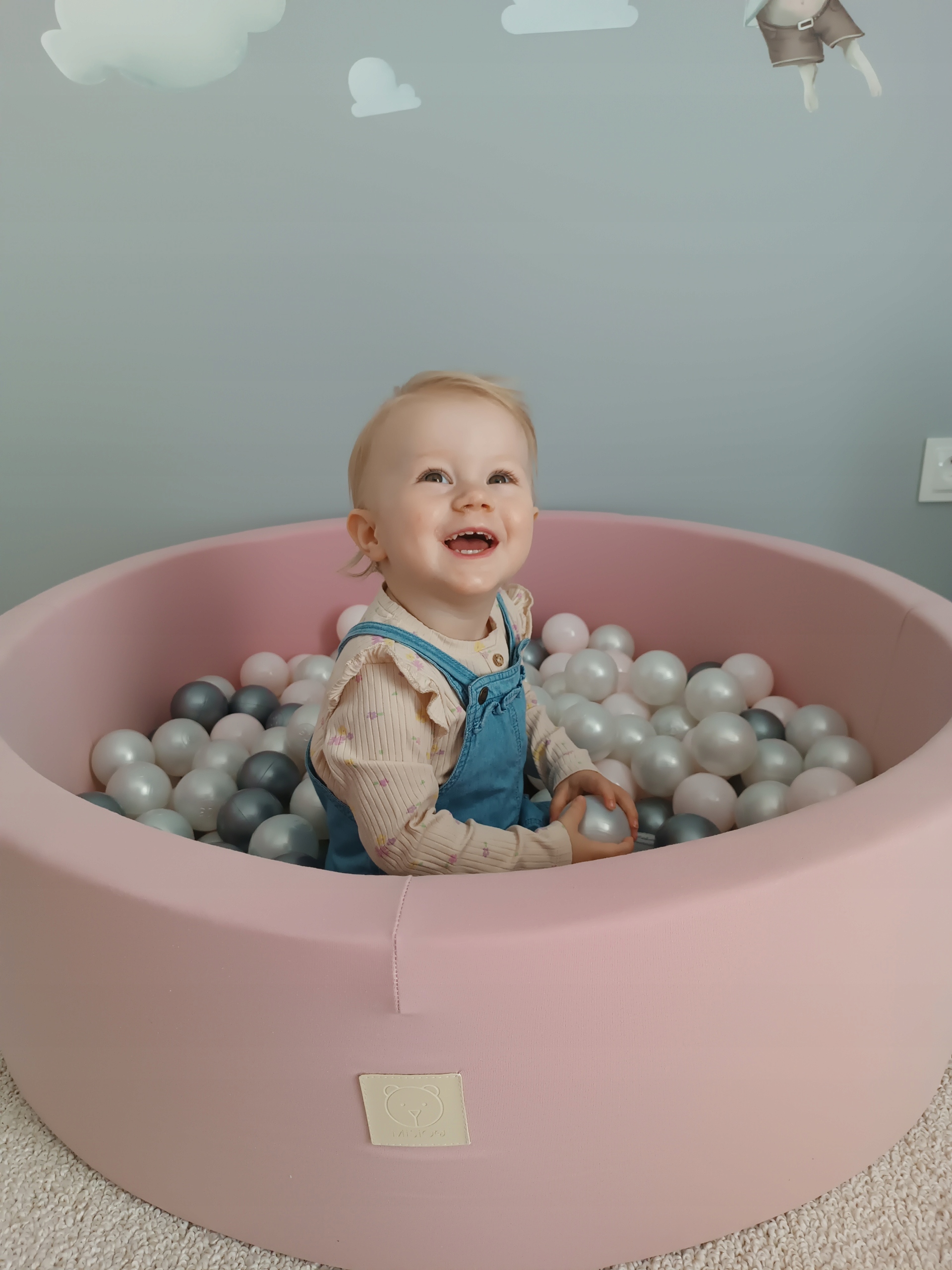 Suchy Basen z Piłkami 90x30 dla Dzieci Różowy Smart 200 piłek MISIOO Głębokość produktu 90 cm