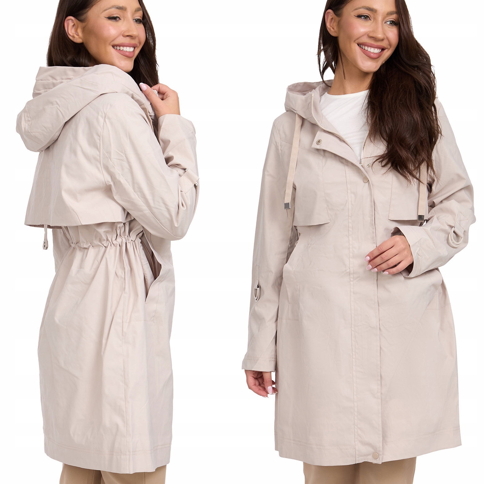 902_ Płaszcz Damski Przejściowy Parka Z Kapturem Wiosenna S/36