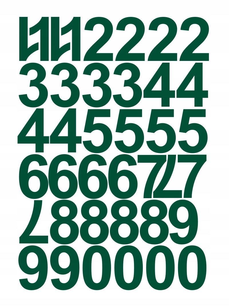 Cyfry samoprzylepne 4cmLeśno zielone 40szt.