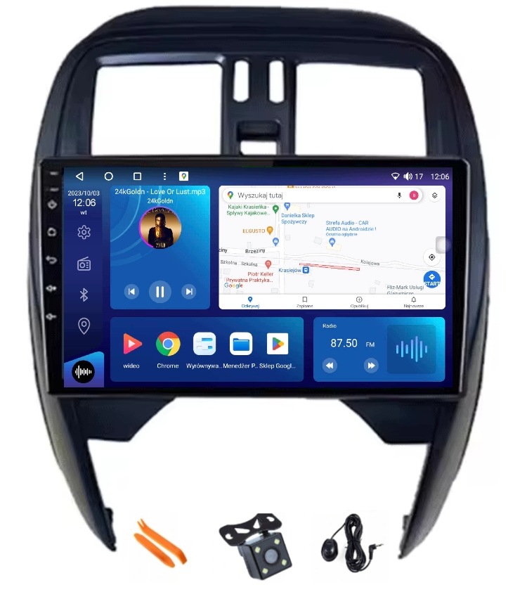 Radio Android Navigácia Nissan Micra 10-17 6/128GB Lte 4G CarPlay Gps