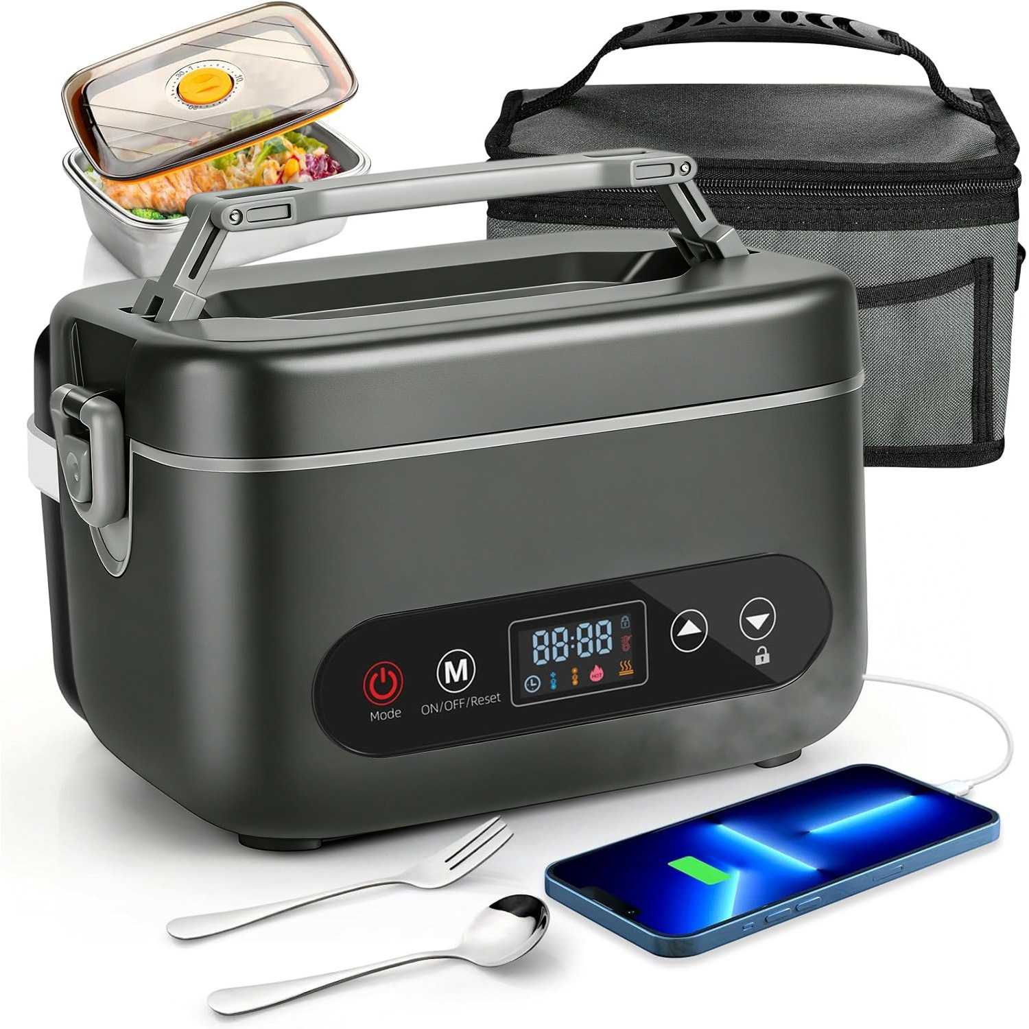 Elektrický Obědový Box Ohřívač Oběda Na Potraviny 5V/9V/12V 4 Režimy 1200 ML