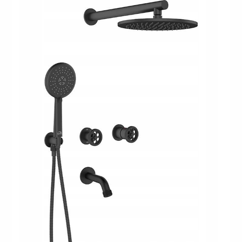 

Bateria Wannowa Natrysk Podtynkowa Czarna Zestaw