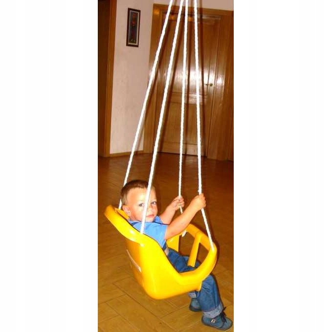 Huśtawka wisząca kubełkowa z pasem i regulacją lin -CZERWONA produkt POLSKI Maks. obciążenie 20 kg