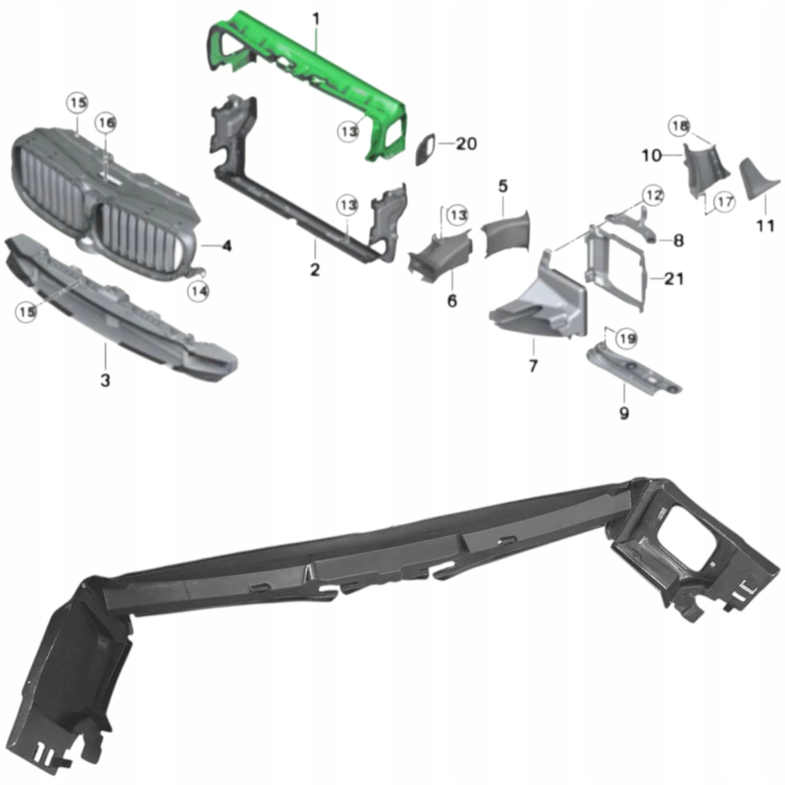 Horní Přívod Volant Vzduchu Přední Pás 51747383845 Bmw 5 G30 G31 2017-