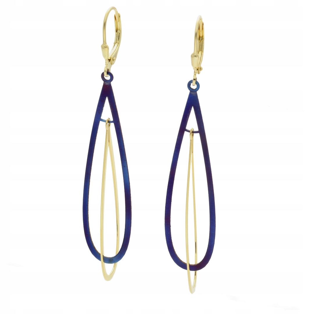 Náušnice prostorové titanové stříbro pozlacené