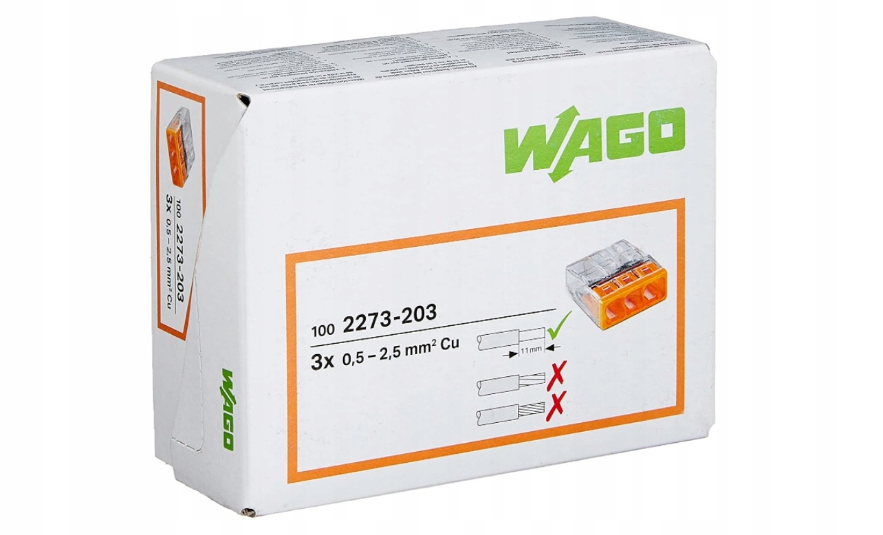 

Wago Szybkozłączka Na Drut 3x2,5 2273-203 100 szt