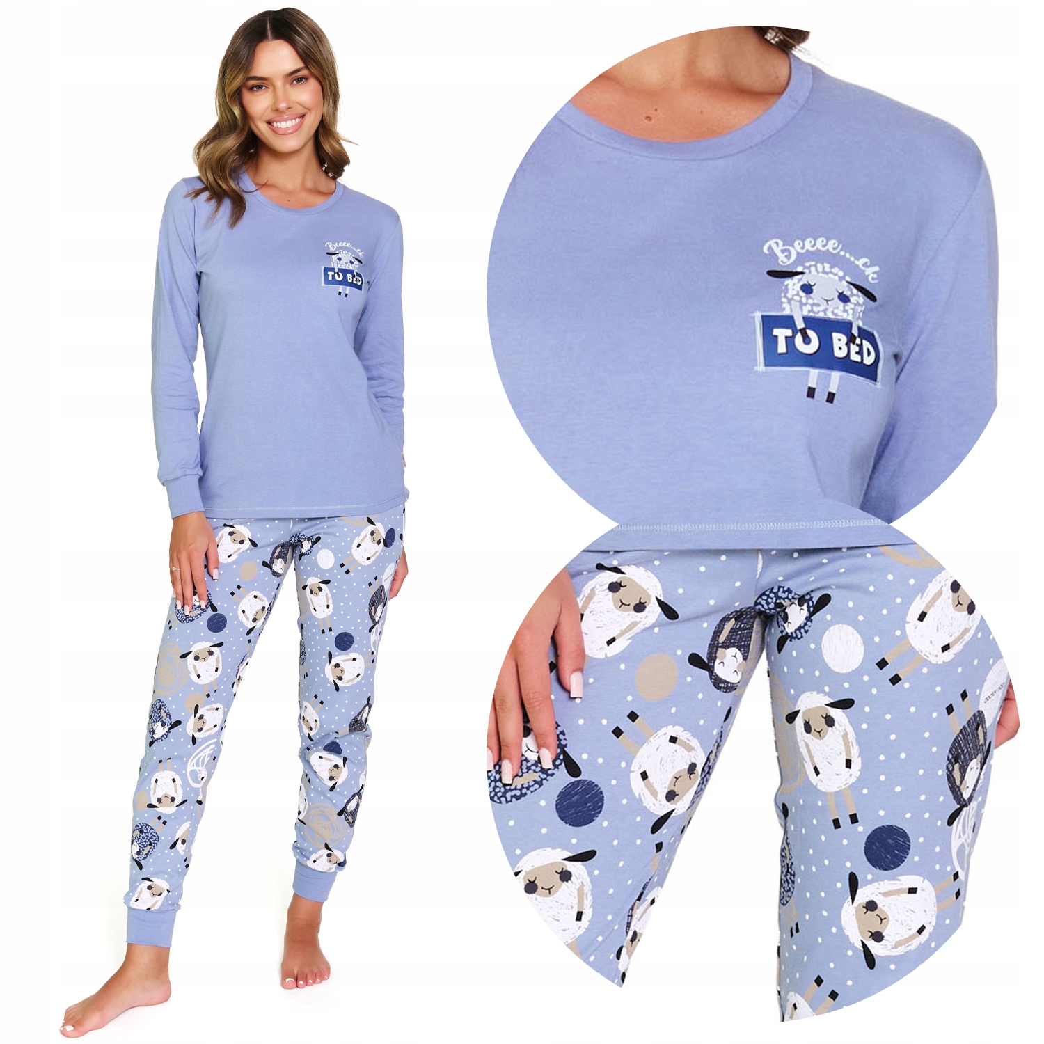 Doctor Nap PM.7346 sheep modrý ovčí bavlna dlouhé kapsy Pyžamo 2XL