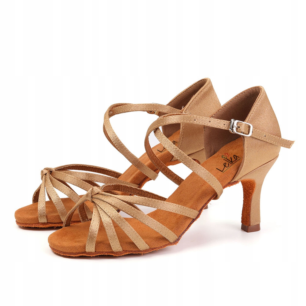 Buty Do Tańca Taneczne 7CM Cieliste Nude Beżowe