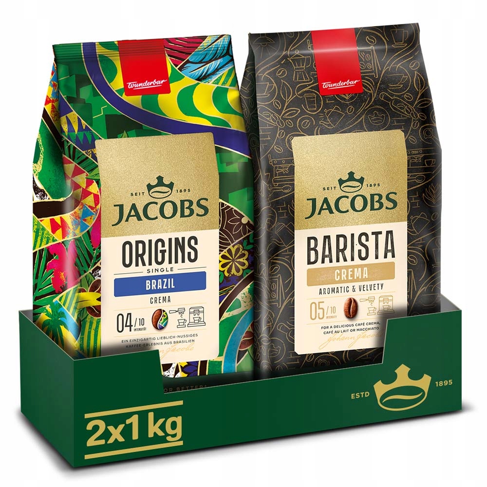 Kawa ziarnista Jacobs Mix 2kg Origins Single Brazil, Barista Crema
