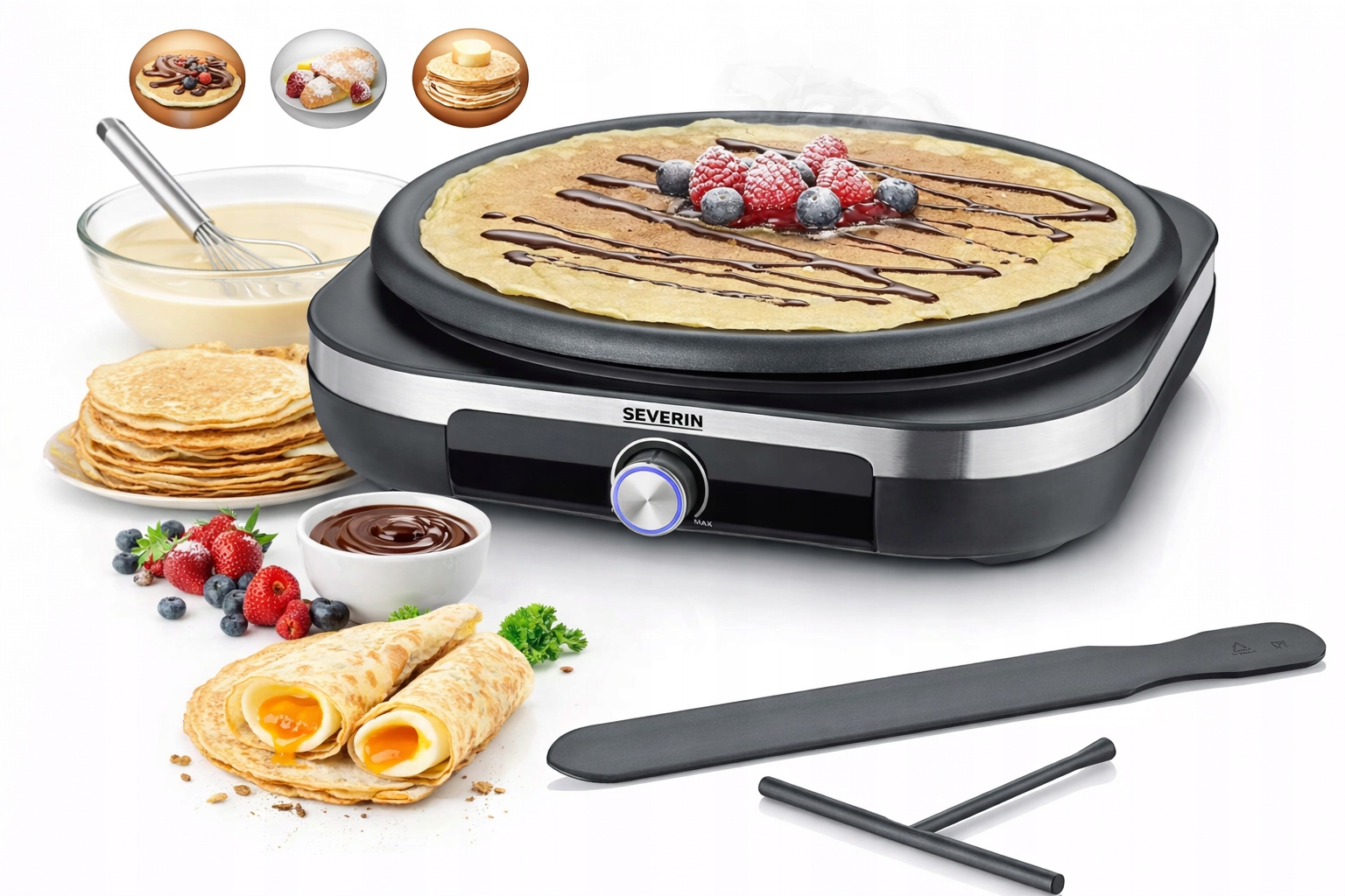 Naleśnikarka Crepe Maker XXL 38CM 1500W Softtouch Czarna Severin CM2199