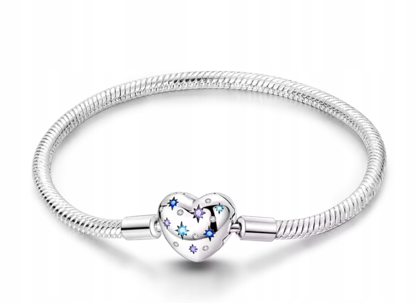 Modulární náramek Charms Srdce Vesmír Hvězdy Zirkony Stříbro 925 20CM