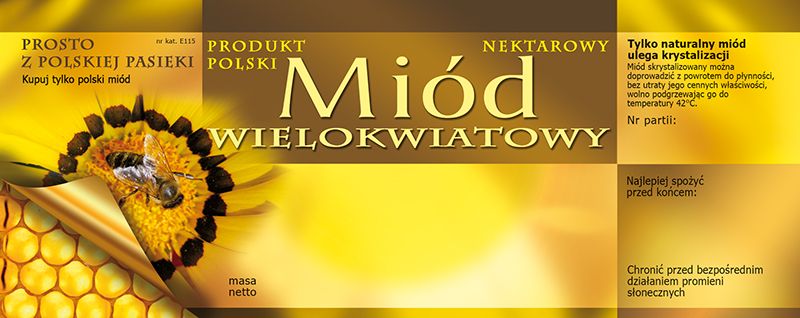 

Etykiety na Miód Wielokwiatowy (100szt) wzór E115