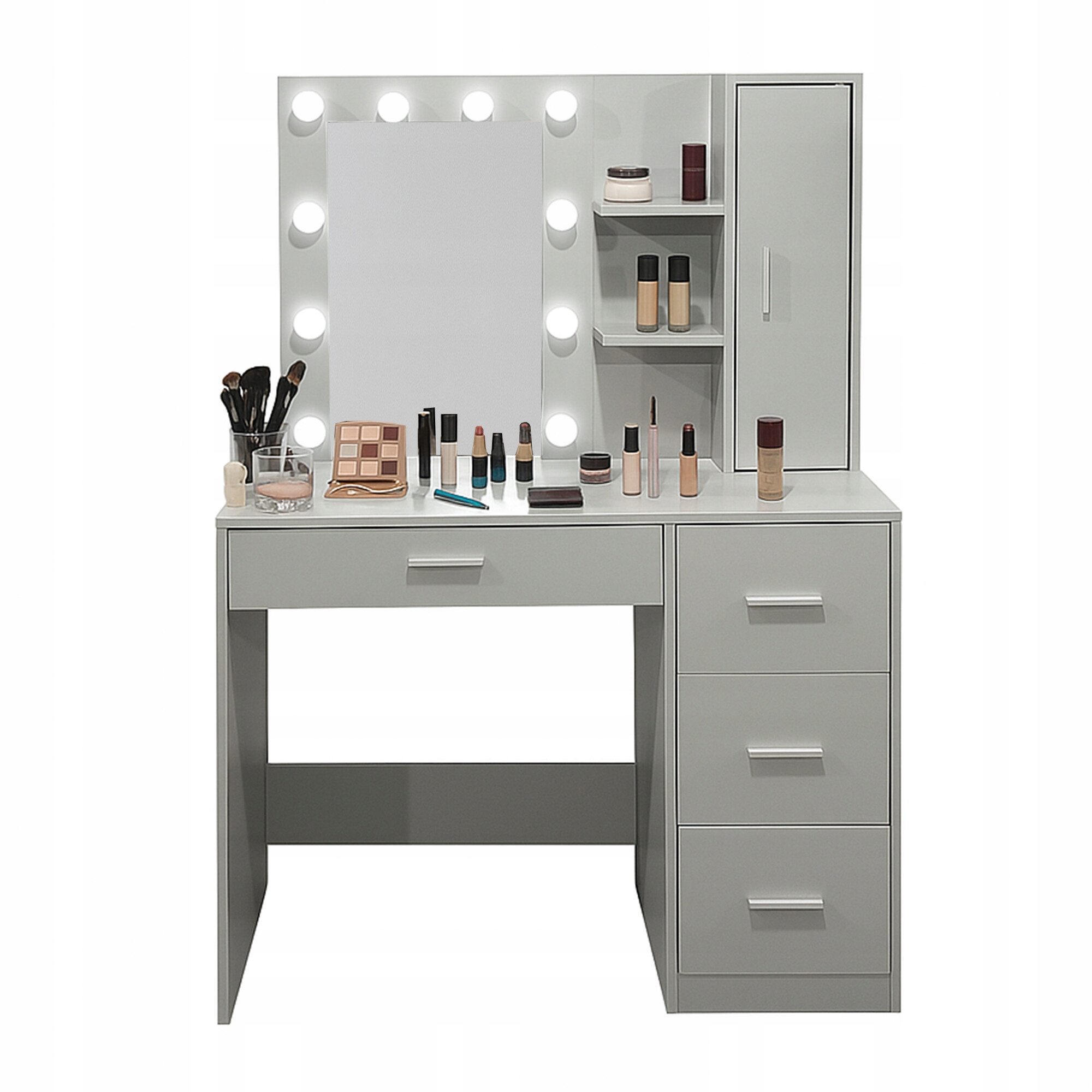 Aga Toaletný stolík so zrkadlom a osvetlením Sivý