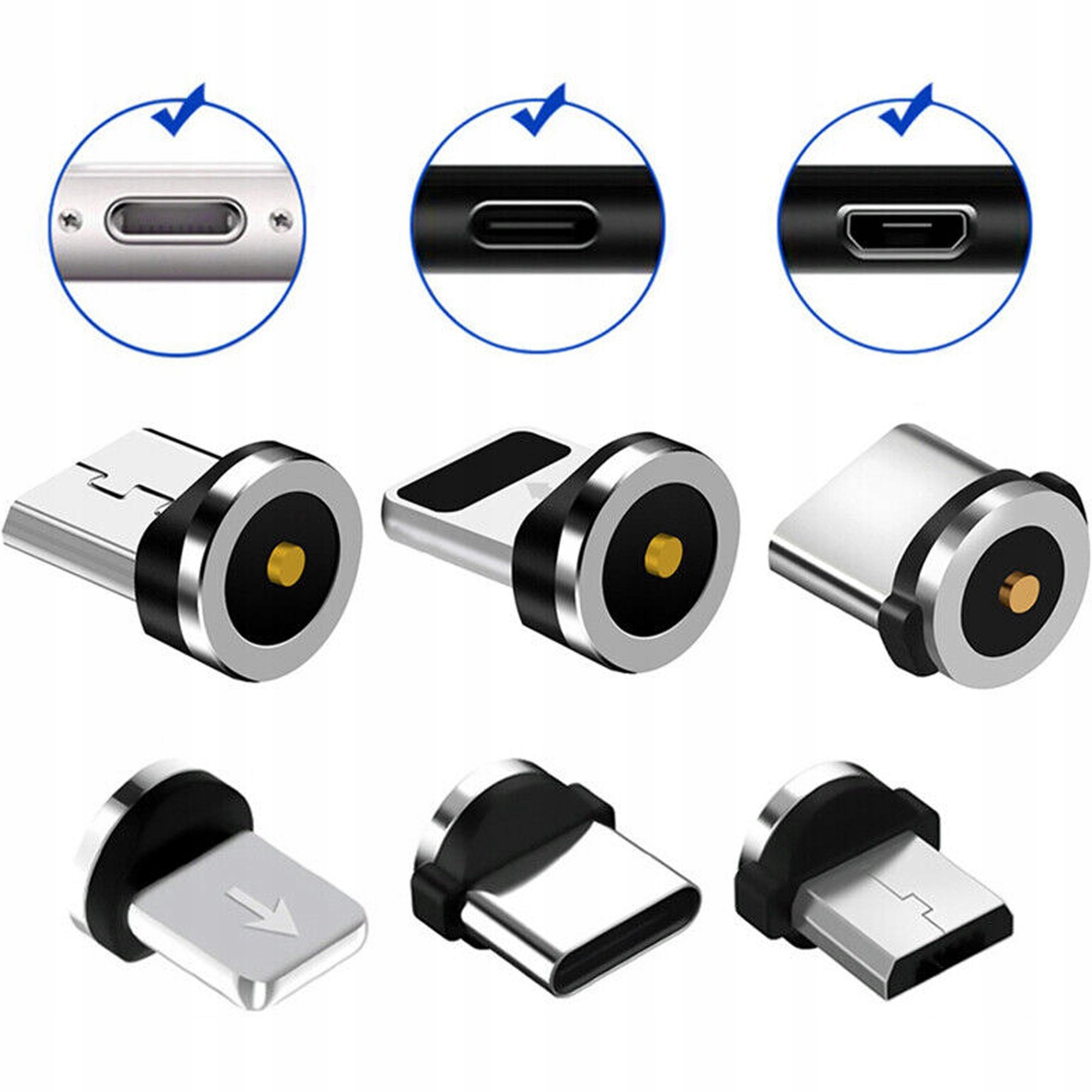 KABEL MAGNETYCZNY 3w1 2.4A USB MICRO LIGHTNING TYP-C DO IPHONE PRZEWÓD Kod producenta #8169