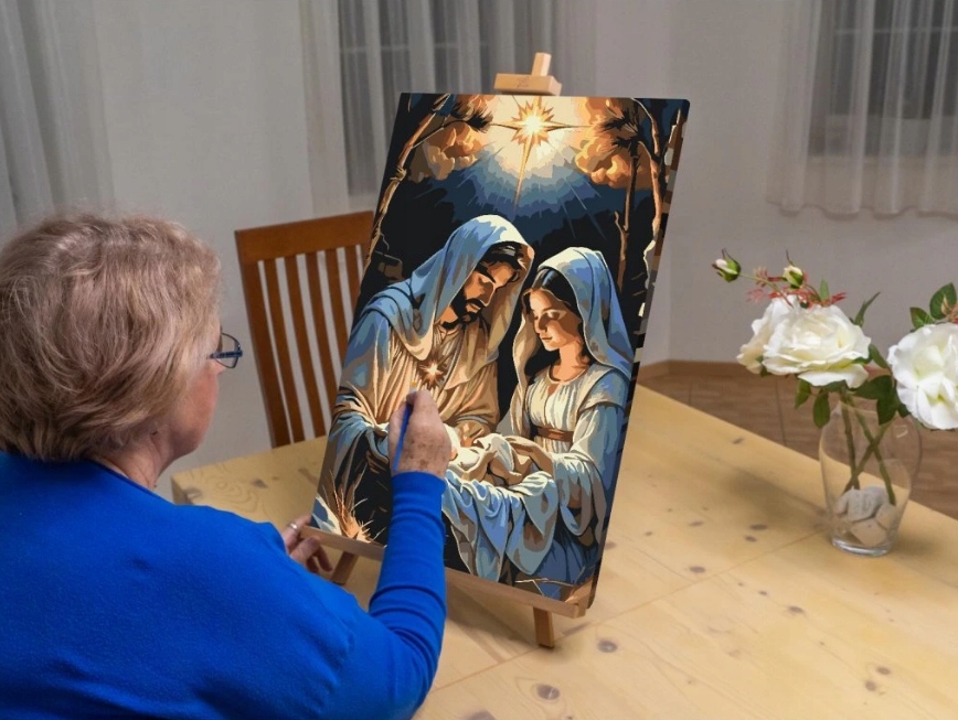 Malování Podle Čísel Náboženský Ježíš Maria Portrét Svatá rodina 60x80 cm