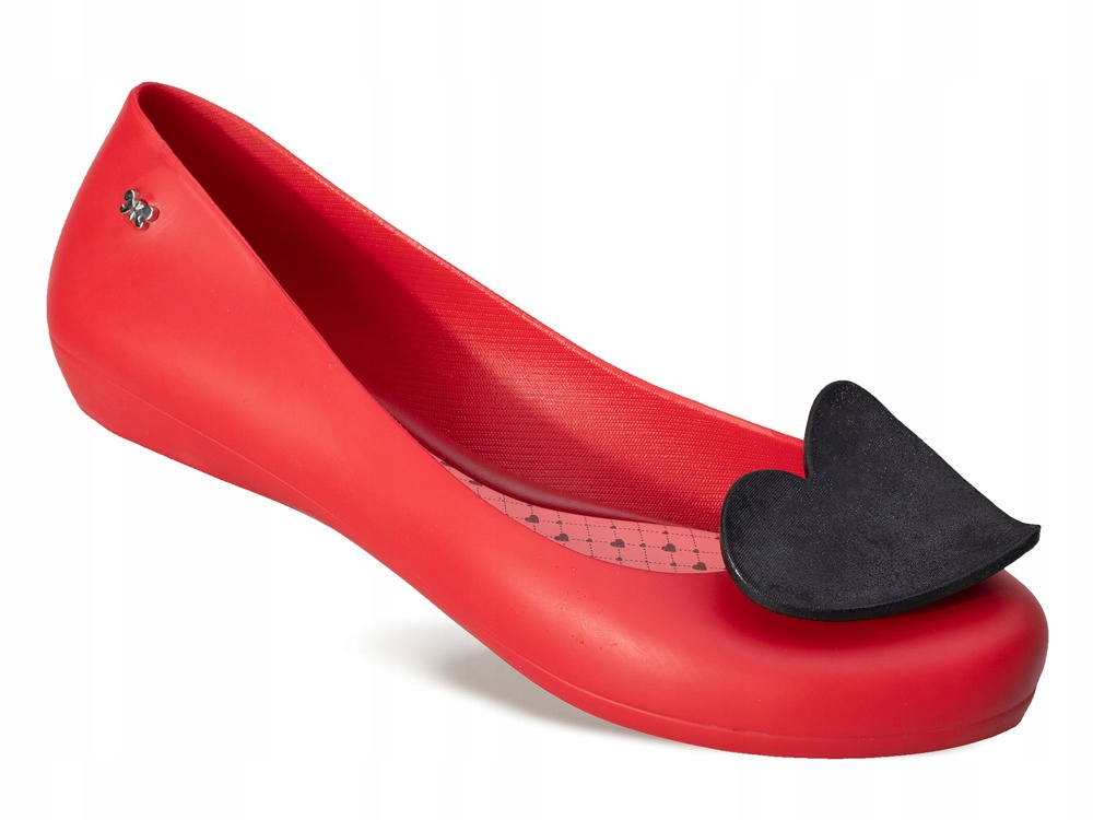 

Czerwone Baleriny Damskie Zaxy Buty Meliski Gumowe