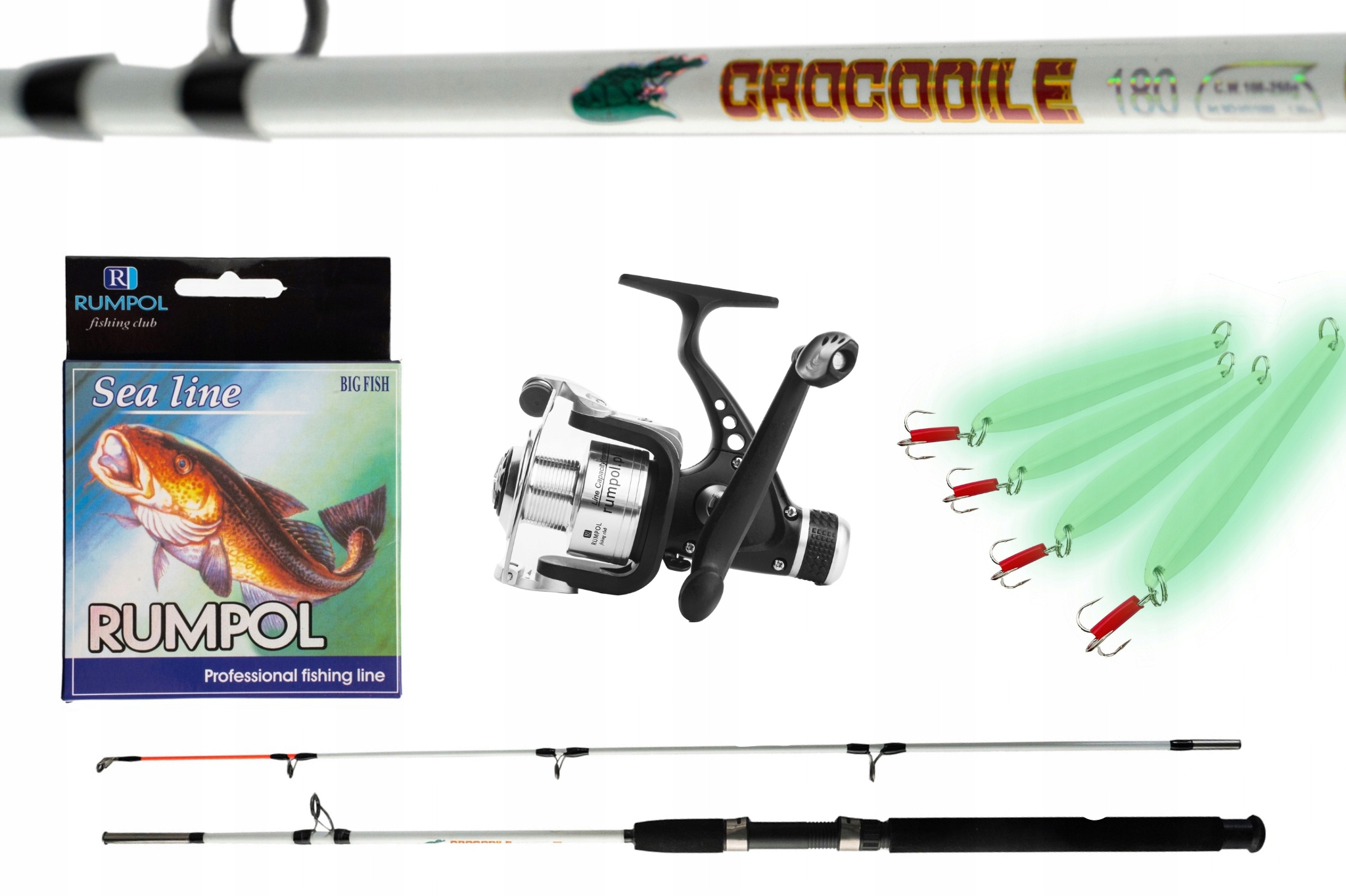 Mořský Set Spinning Crocodile 2.7 M 100-250 G Naviják Šňůra