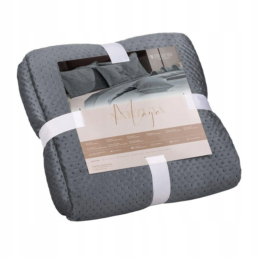 Velurová přikrývka 140x200 Maya grafitová, geometrické křížky