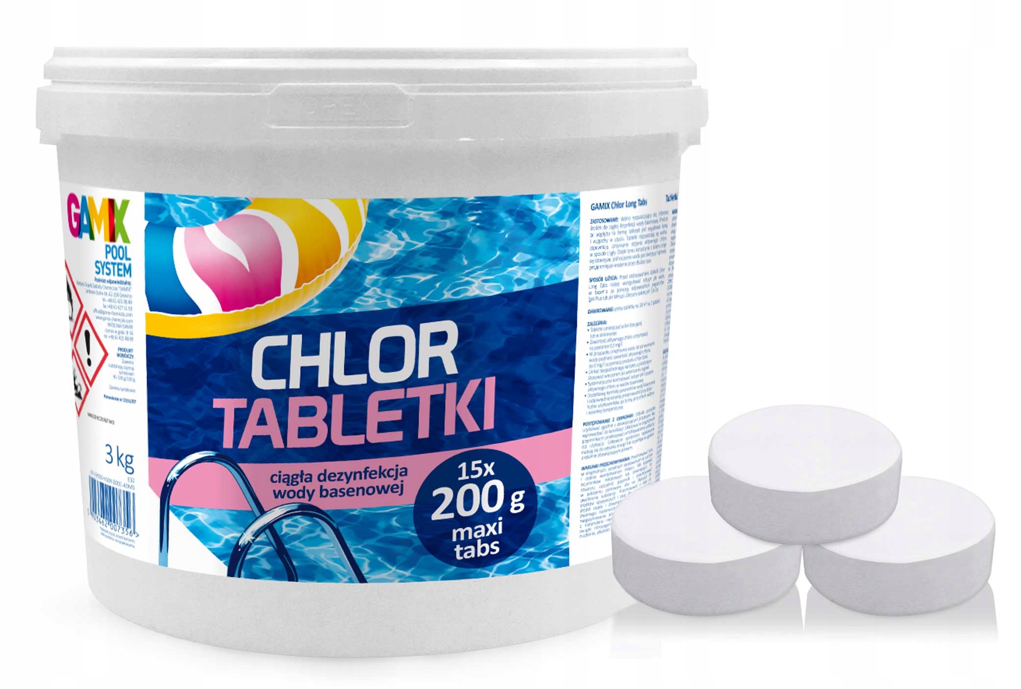 Chlor Long Tabletki 5kg 25x 200g Chemia Basenowa Tabletki Dezynfekcja Wody