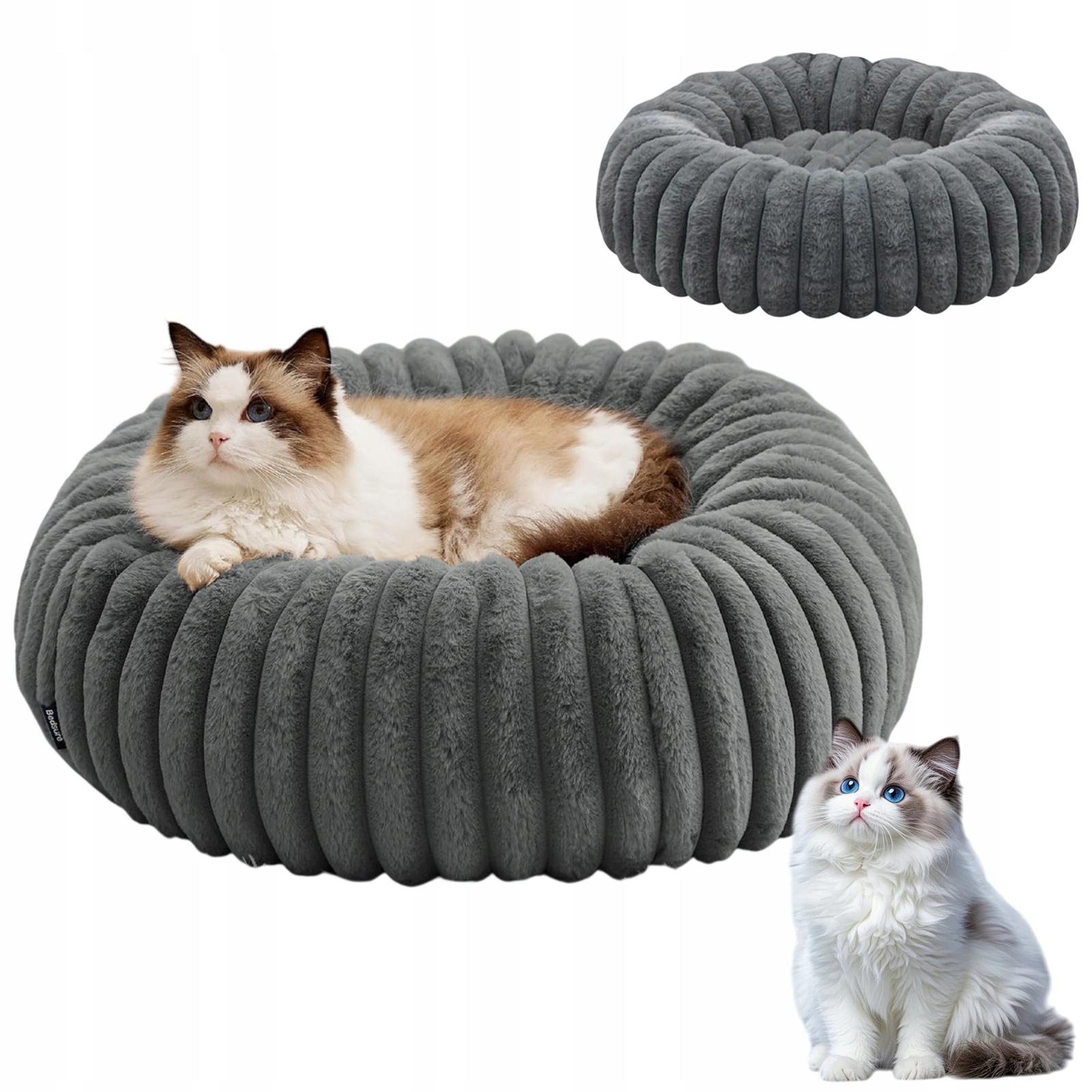 Levně Pelíšek Pro Zvířata Kulaté 50 CM Komfortní A Měkké Do Domácnosti, Šedé