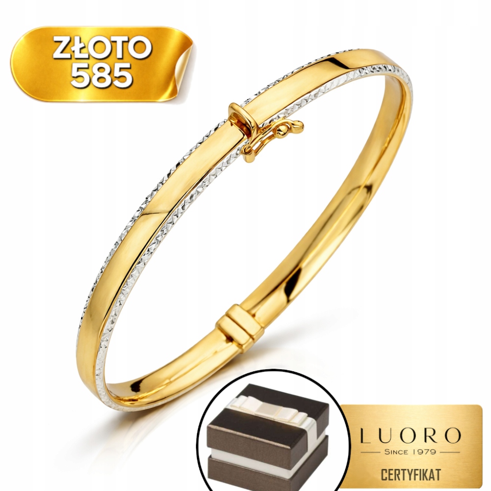 Náramek zlatý 585 14K tuhý ovál bílé zlato 62 x 56 mm elegantní