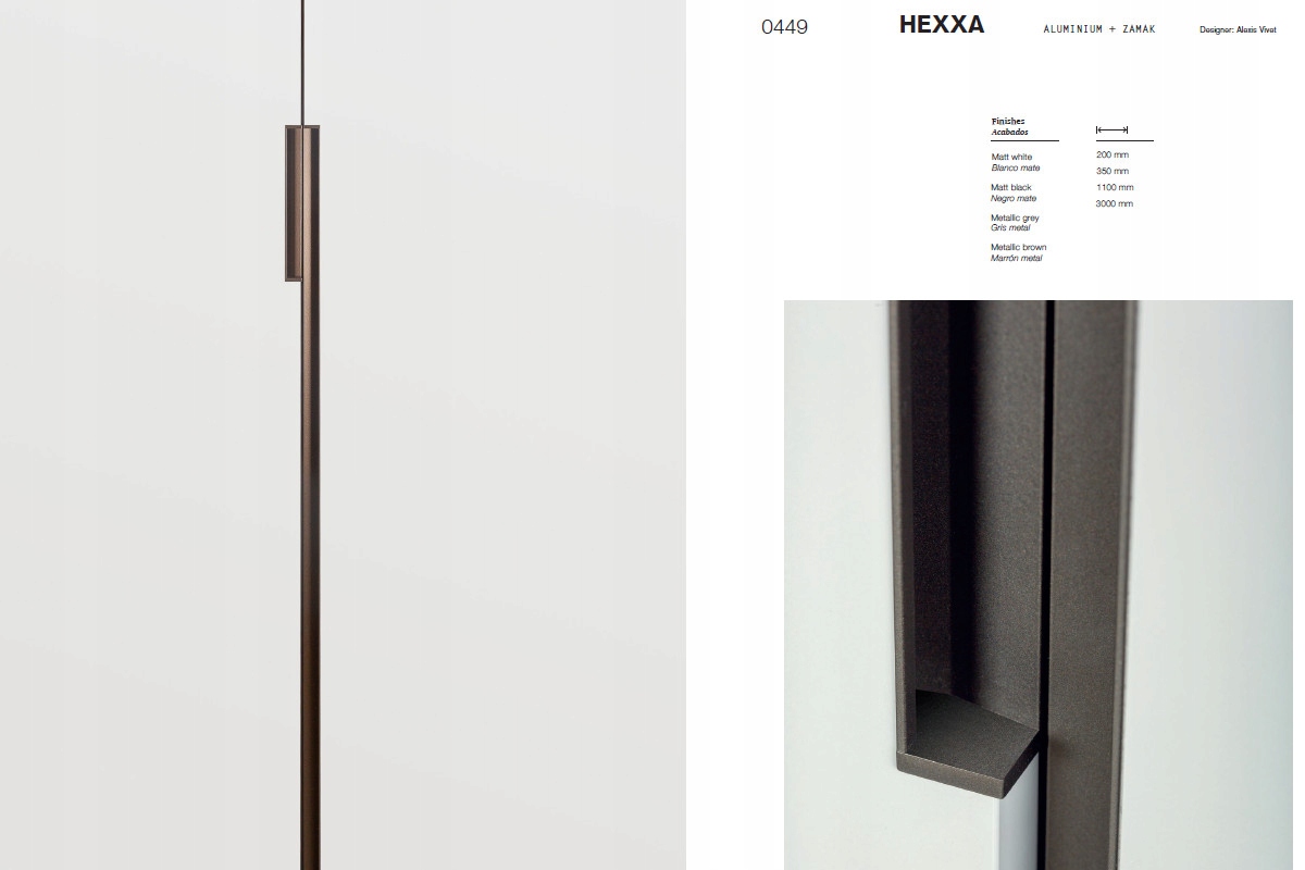 Nábytková úchytka Viefe Hexxa 0449 délka 1100 mm metalická hnědá