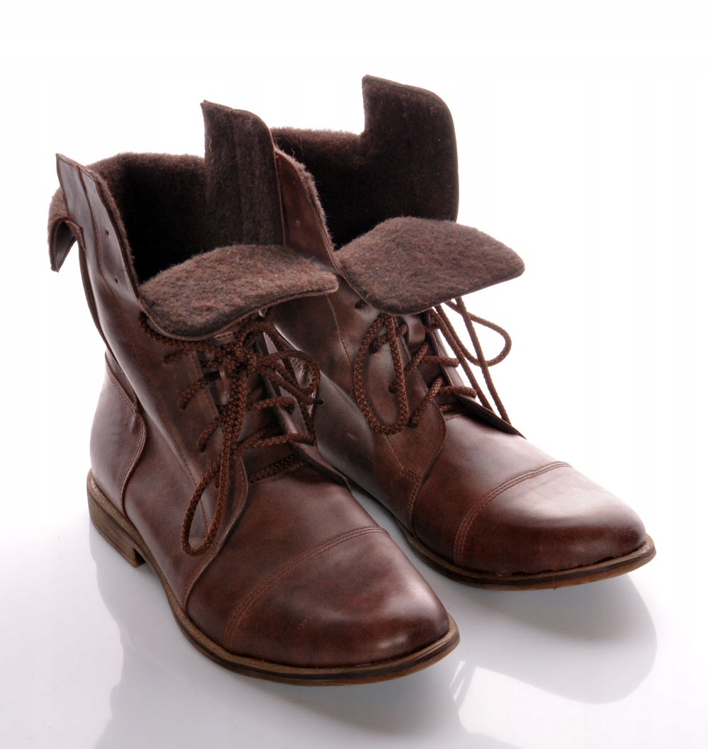 BUTY BULLET za kostką WYWIJANE brąz SKÓRA SZTYBLETY trzewiki CASUAL MEN 45 Kolor brązowy