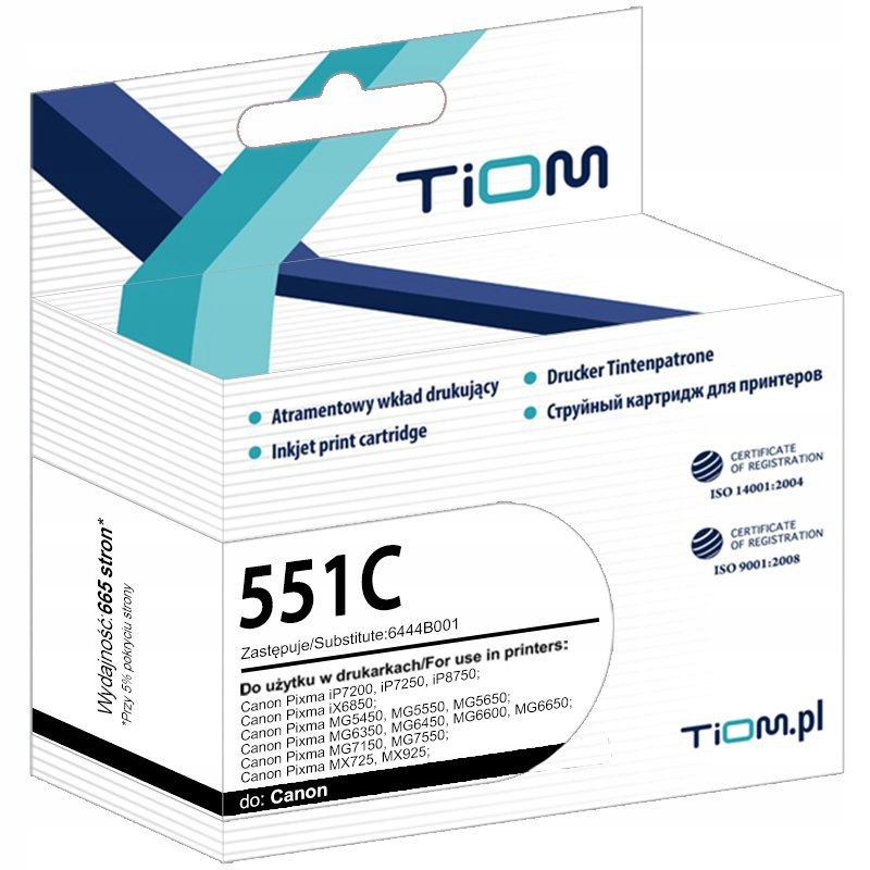 Tusz Tiom do Canon 551C 6444B001 665 str.