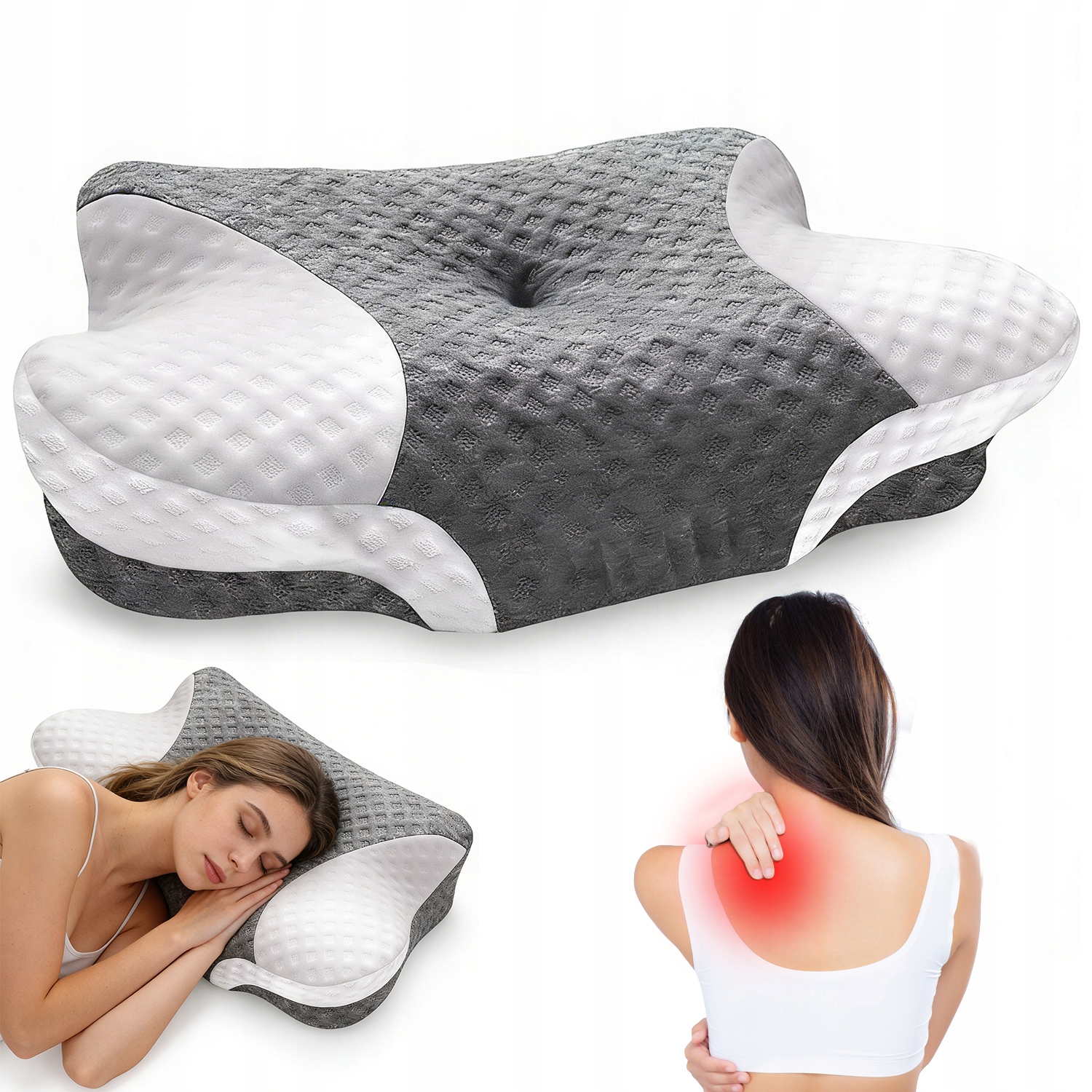 Poduszka Ortopedyczna Do Spania Memory Motyl Dla Bólu Szyi 2 Wysokości