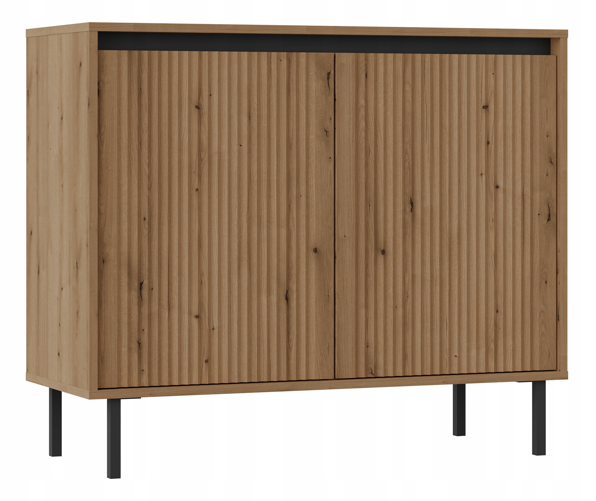 Dvoudveřová komoda Osaka s rýhovanými čely 100 cm dub evoke