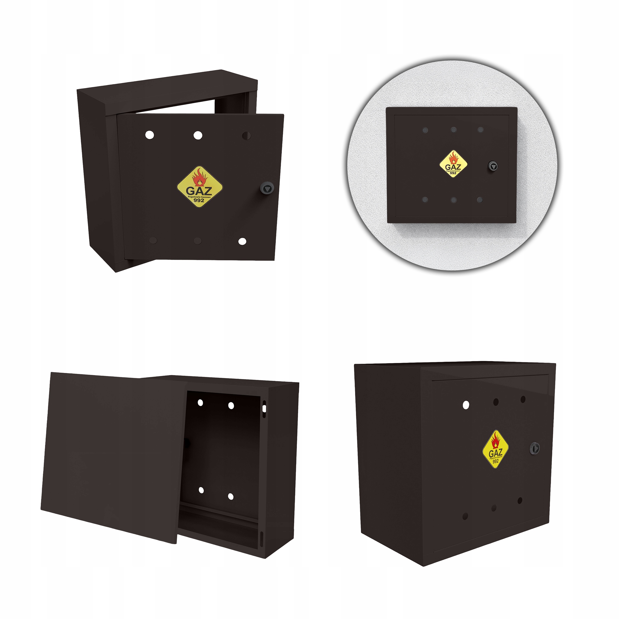 Plynová Skříňka 40x40x25 Hnědá Skříňka Se Zády Na Plynový Ventil Ocelová