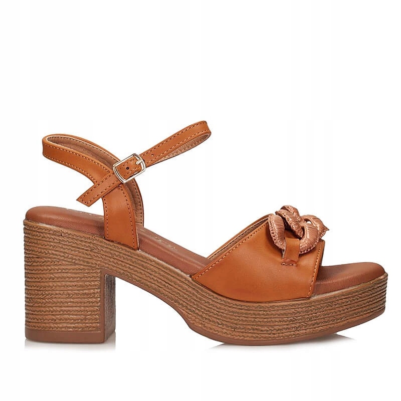 Stylové dámské sandály na platformě a podpatku S.Barski PL51-401 Brown