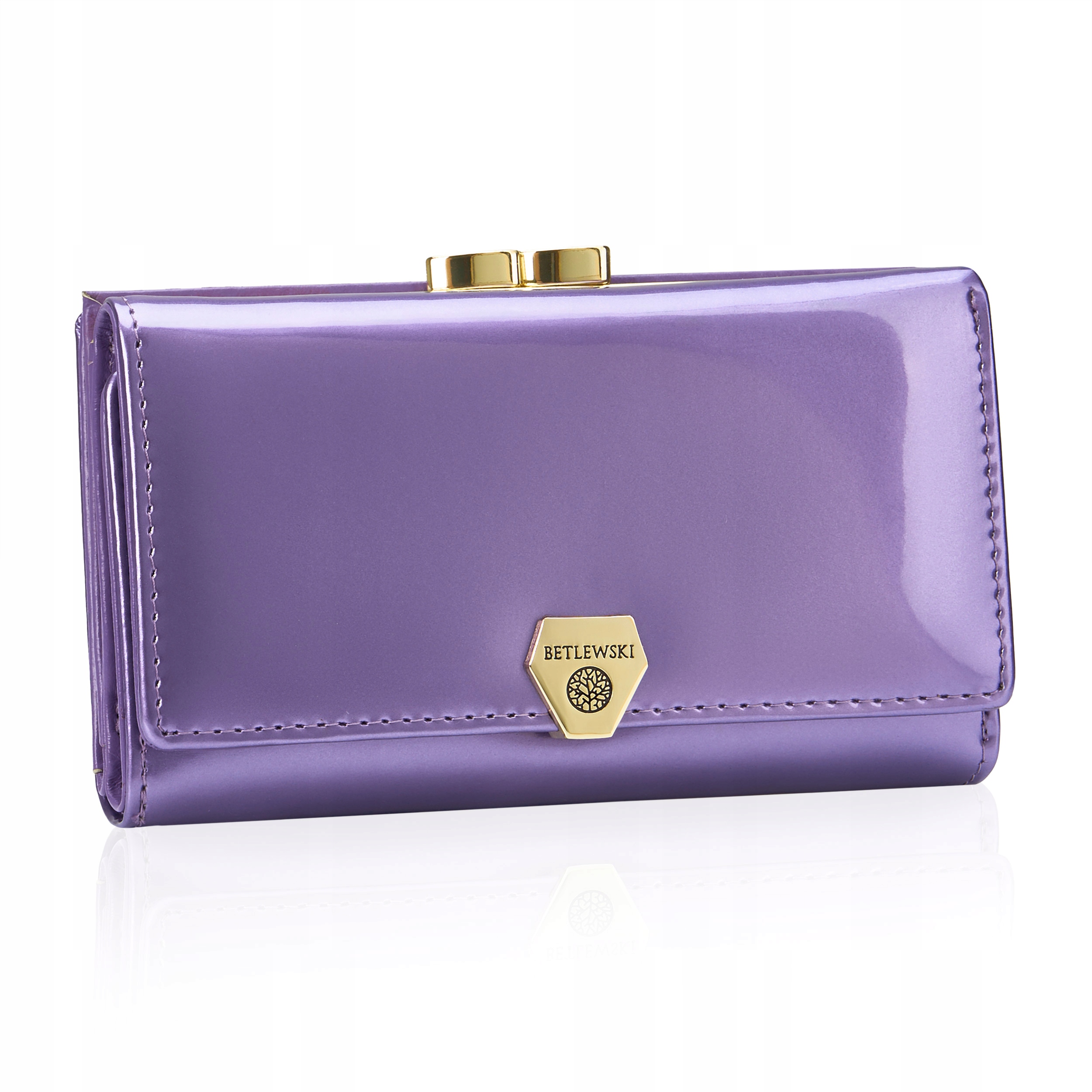 Dámská peněženka Betlewski Shiny přírodní kůže Rfid lakovaná dárek