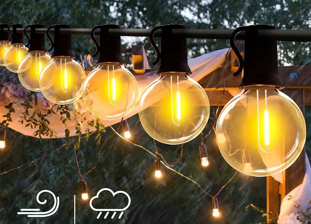 Girlanda Ogrodowa 20m Łańcuch Świetlny 60x Żarówek LED Zewnętrzna G40 230V Długość 2000 cm