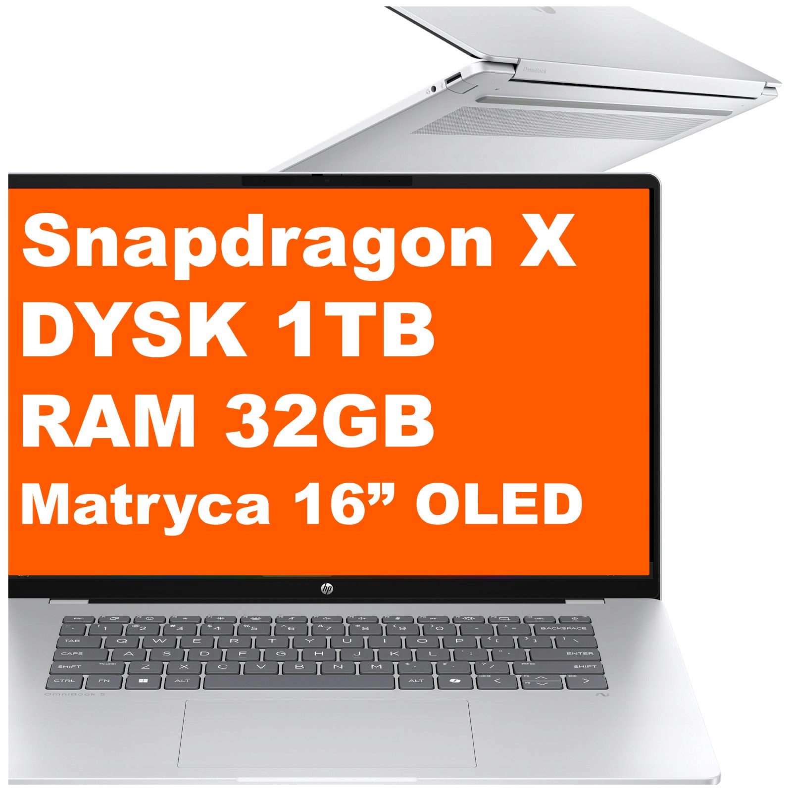Notebook Hp OmniBook 5 16-bf Snapdragon X Plus 32GB 1TB Adreno 2k W11 Stříbrný